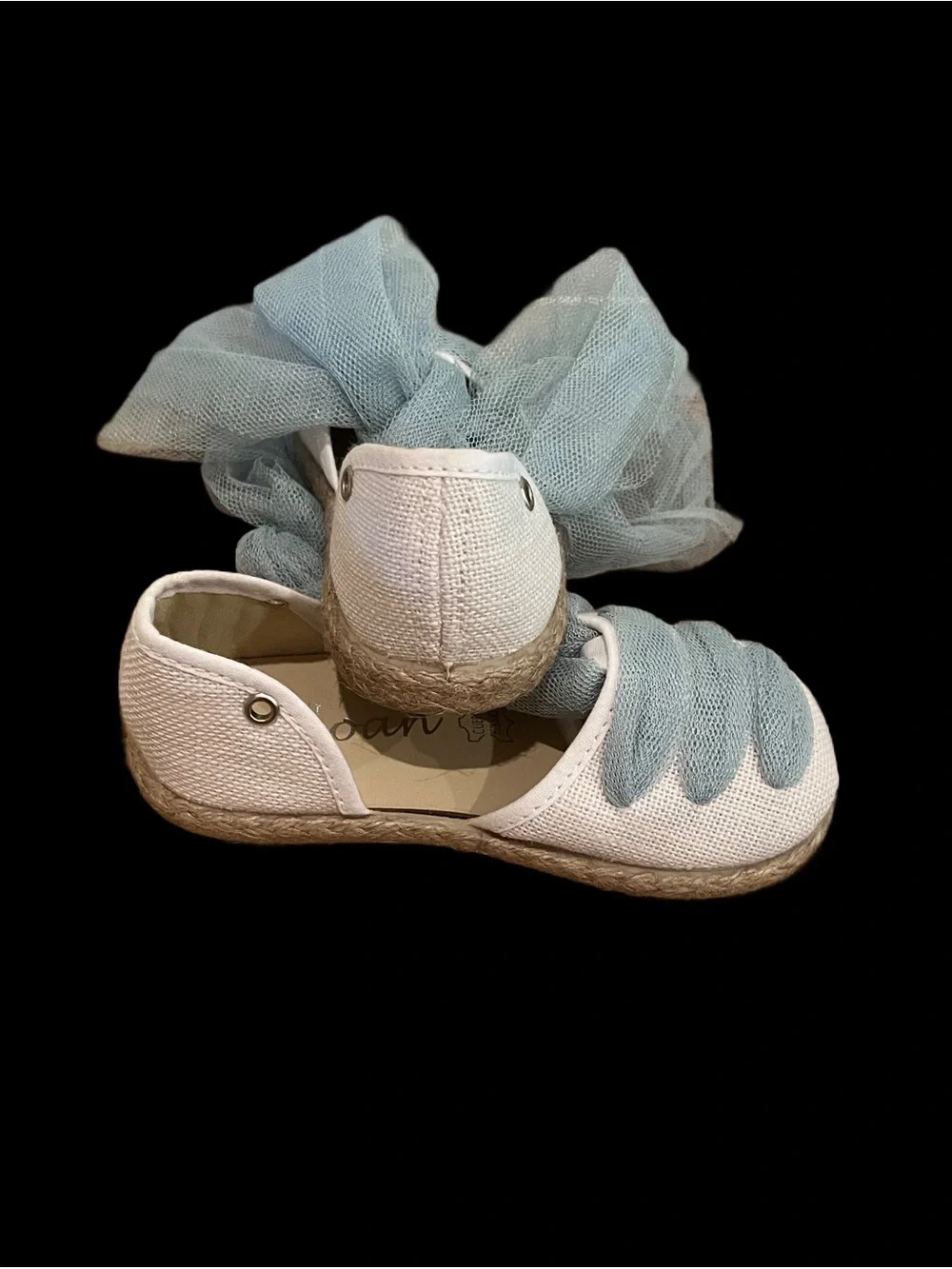 NIB Chasoan Baby Espadrille Communion Shoes White with Tulle Laces size 24 CUTE!